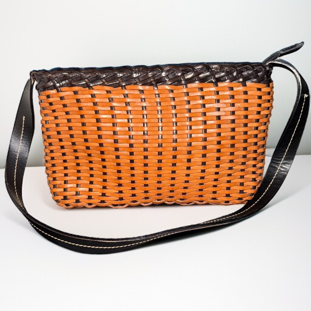 Vintage Ellepi Italian leather basket weave shoulder/handbag